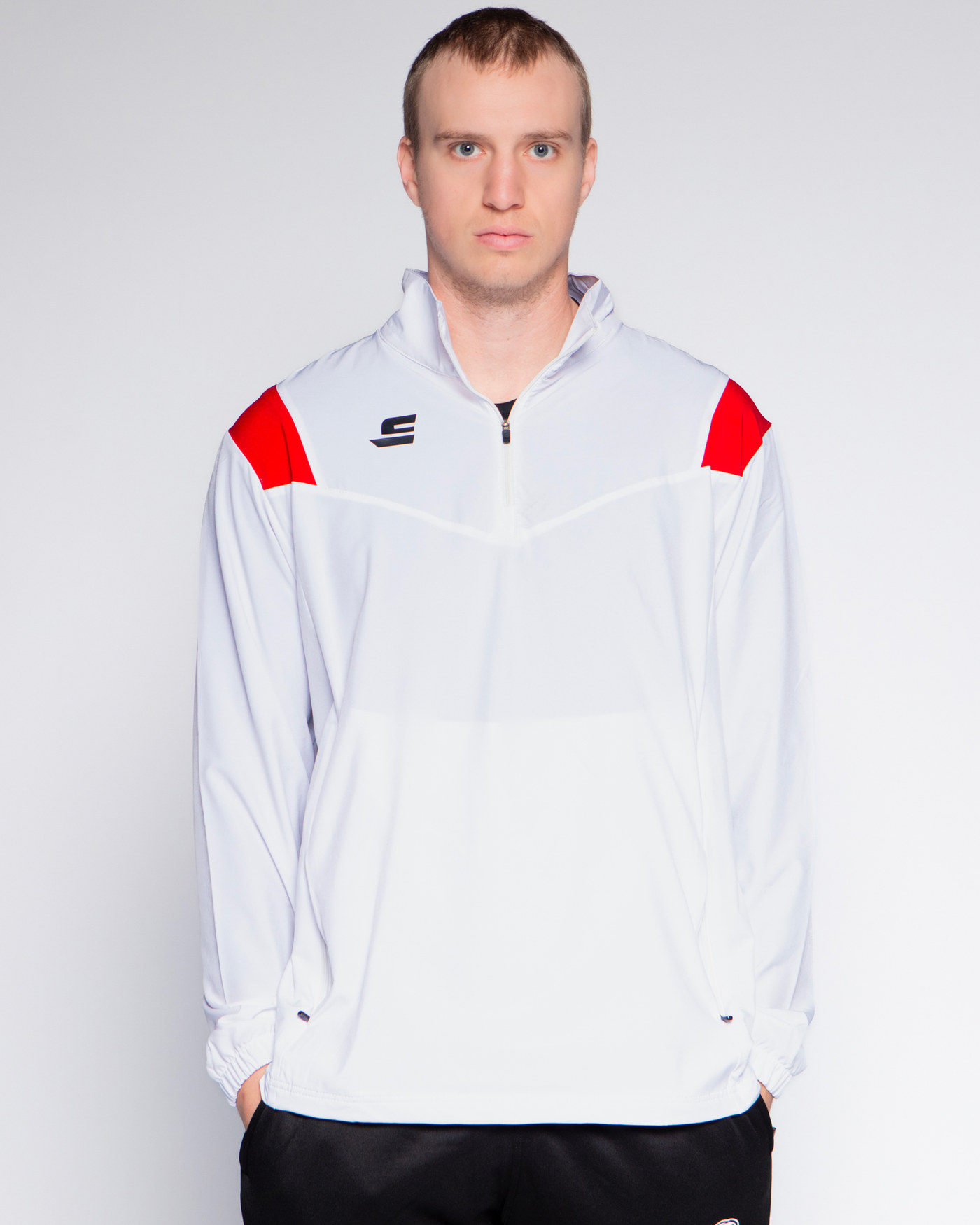 Veste demi zip - Blanc & Rouge