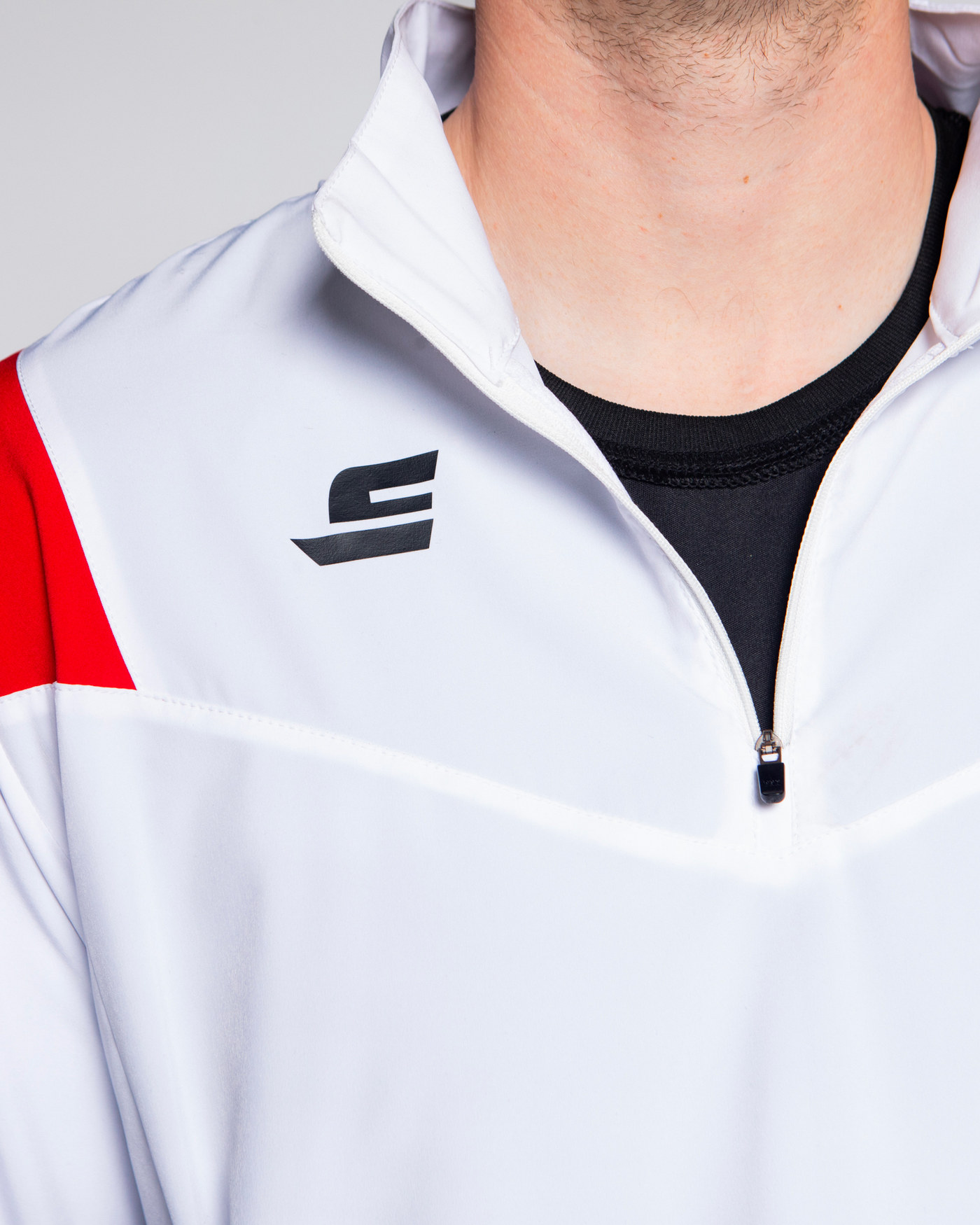 Veste demi zip - Blanc & Rouge — visuel 2