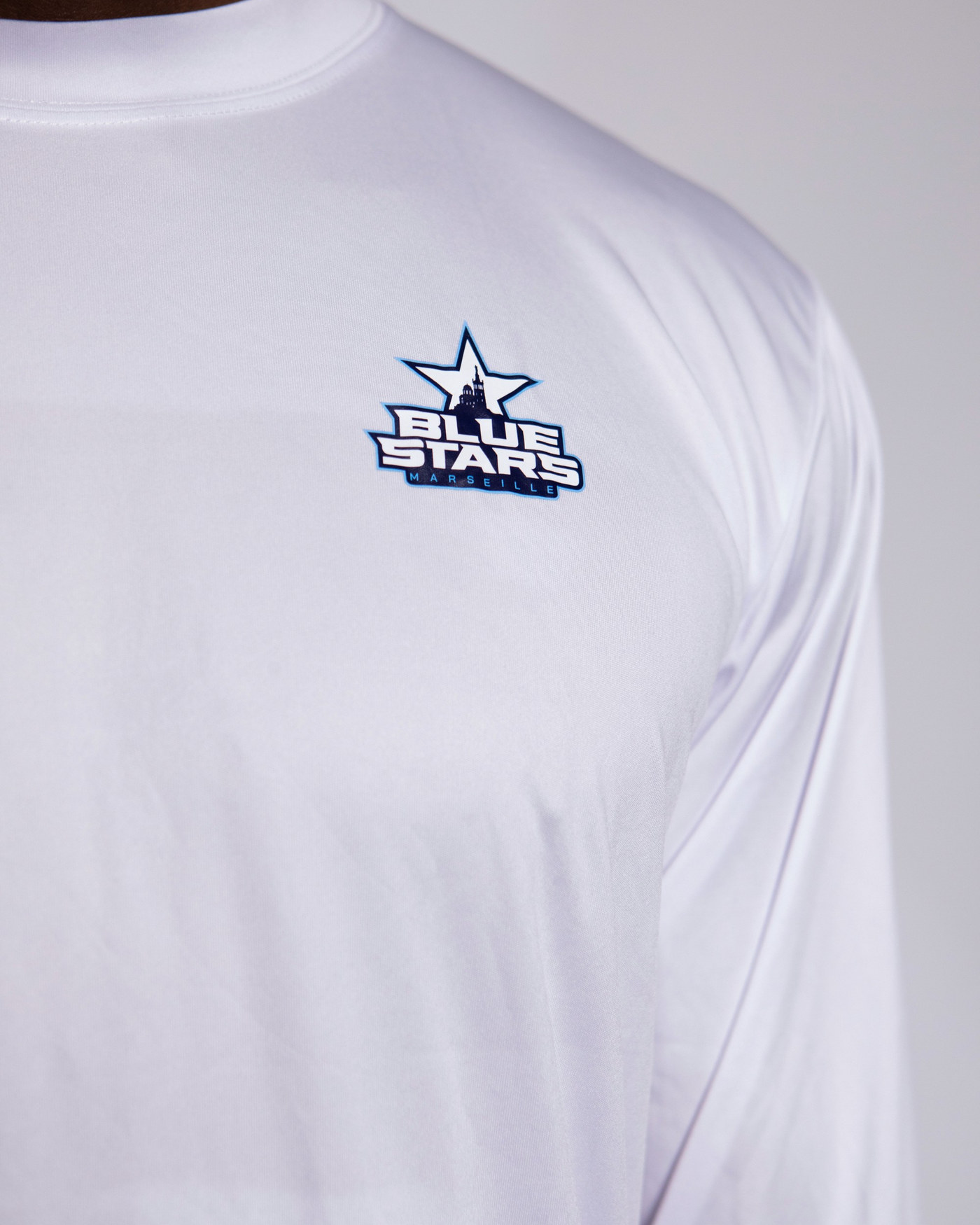 T-shirt Performance White - Long Sleeve - Blue Stars Marseille — visuel 3