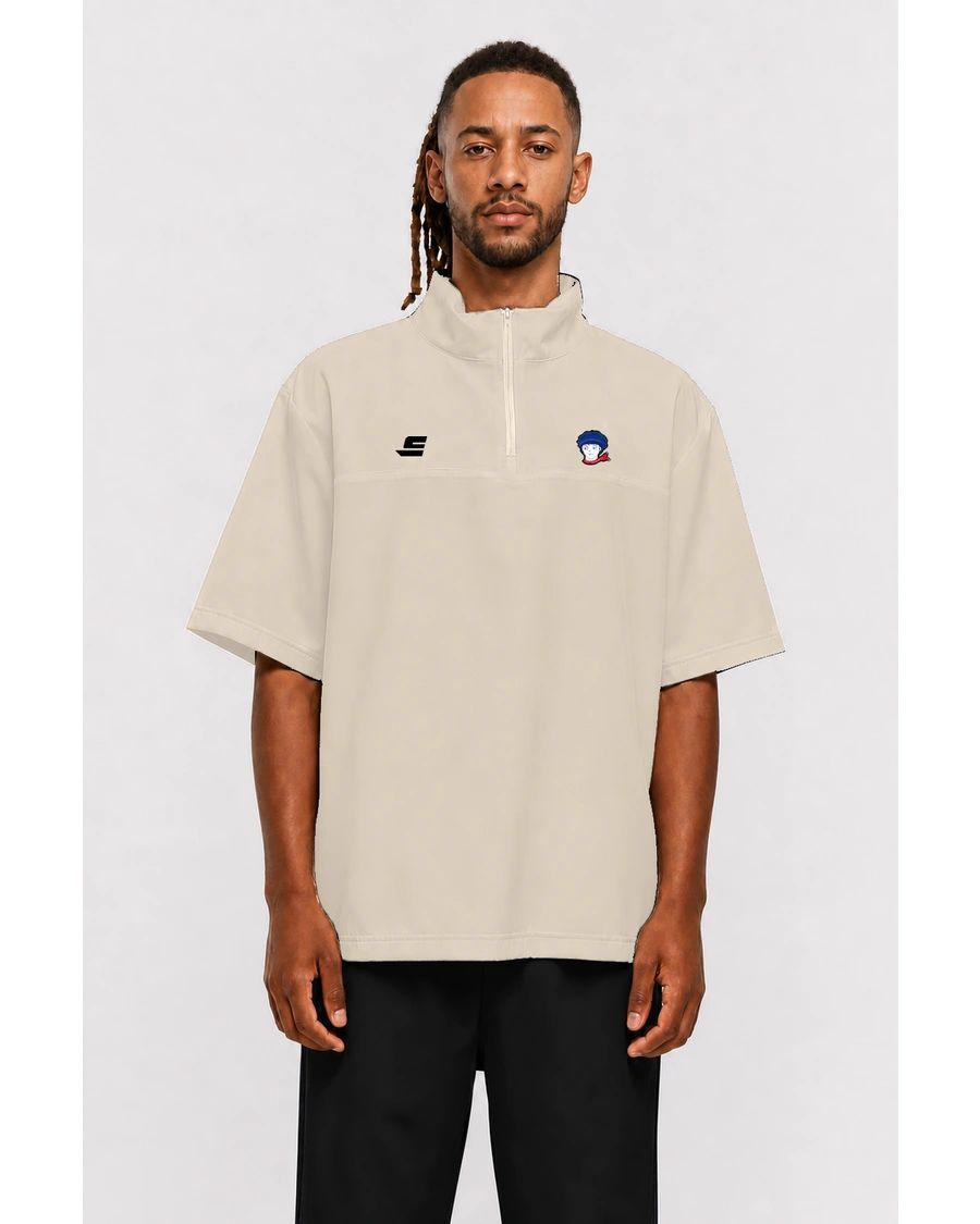 Veste demi-zip - Manches courtes — Beige - visuel 1