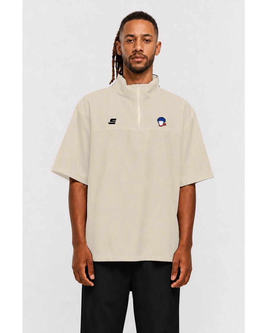 Veste demi-zip - Manches courtes — Beige - visuel 1